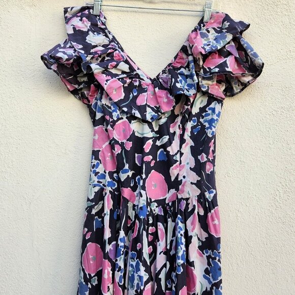 Vintage Floral Laura Ashley Ruffle Midi Dress - Picture 6 of 12